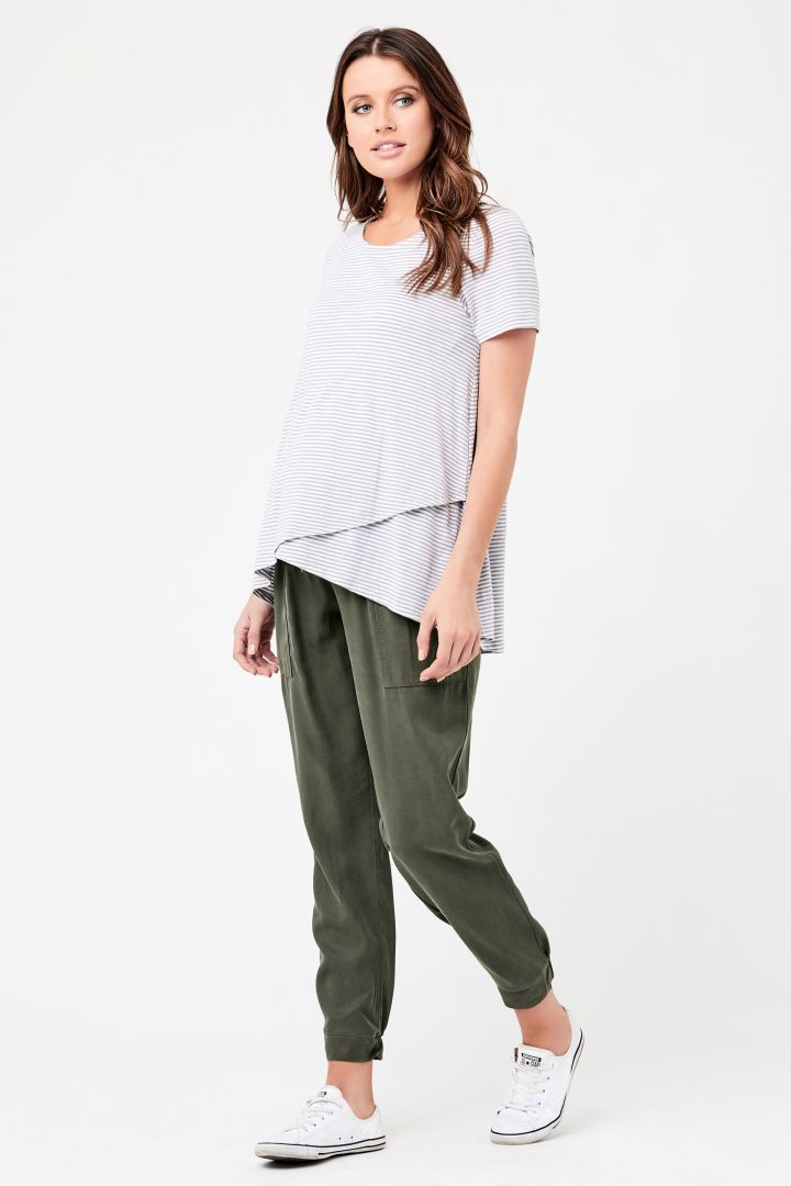 Tencel Umstandshose mit gesmoktem Bund khaki