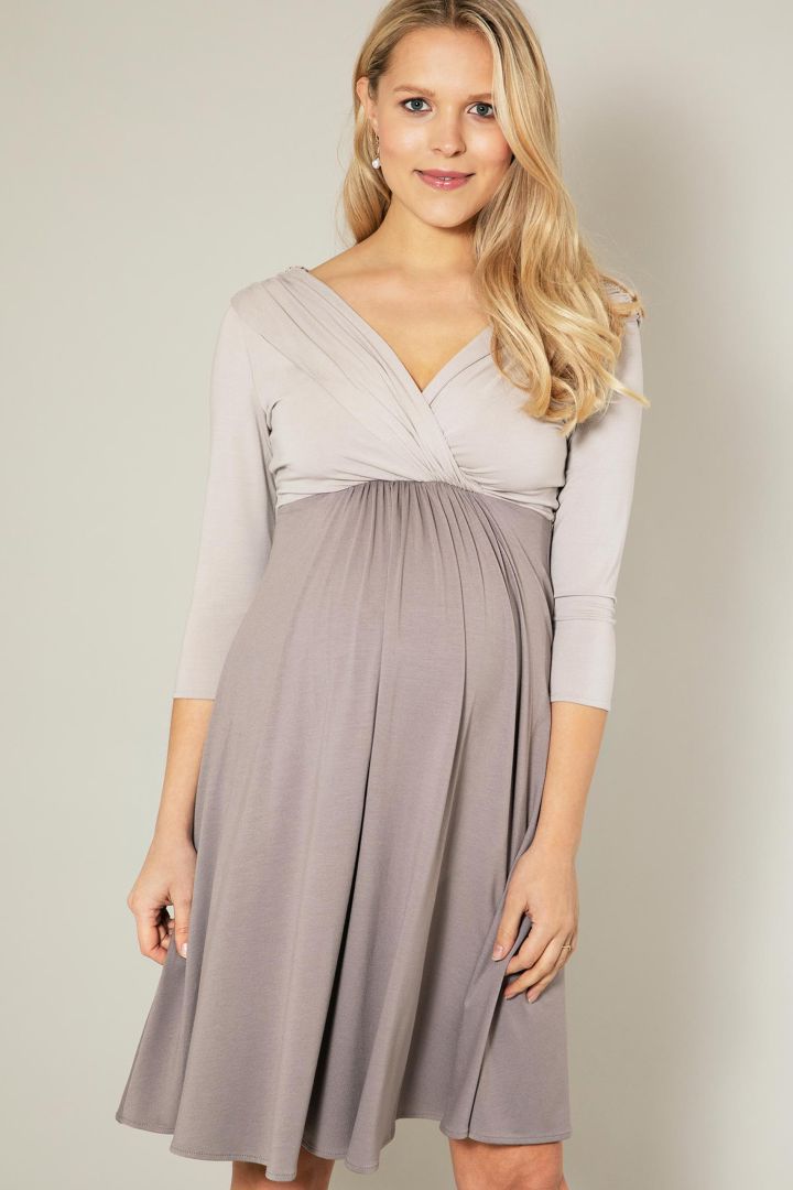 Festliches Umstands- und Stillkleid taupe