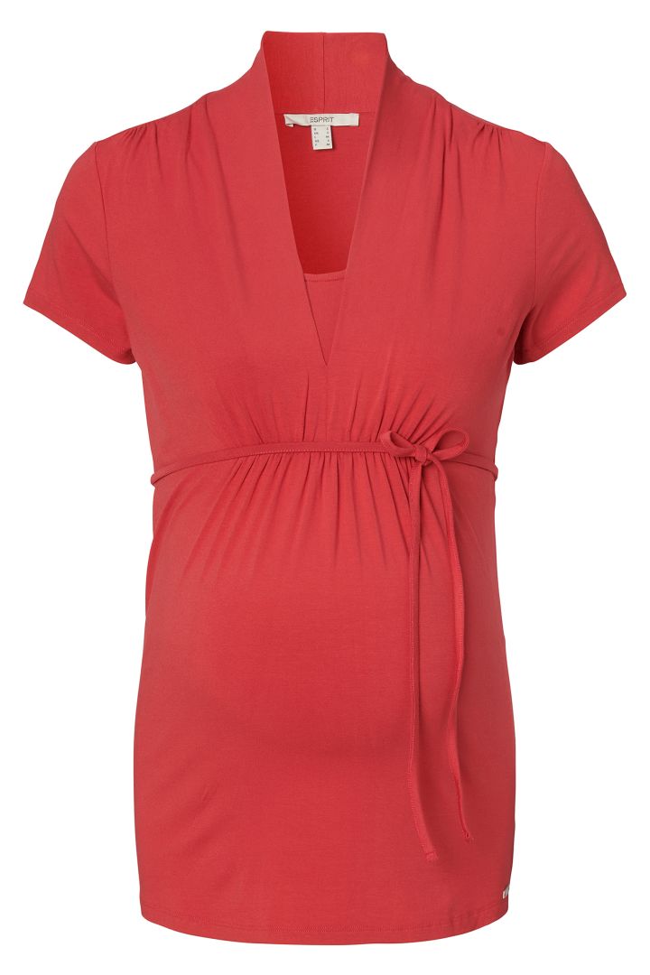 Ecovero Umstands- und Stillshirt mit Bindegürtel rot
