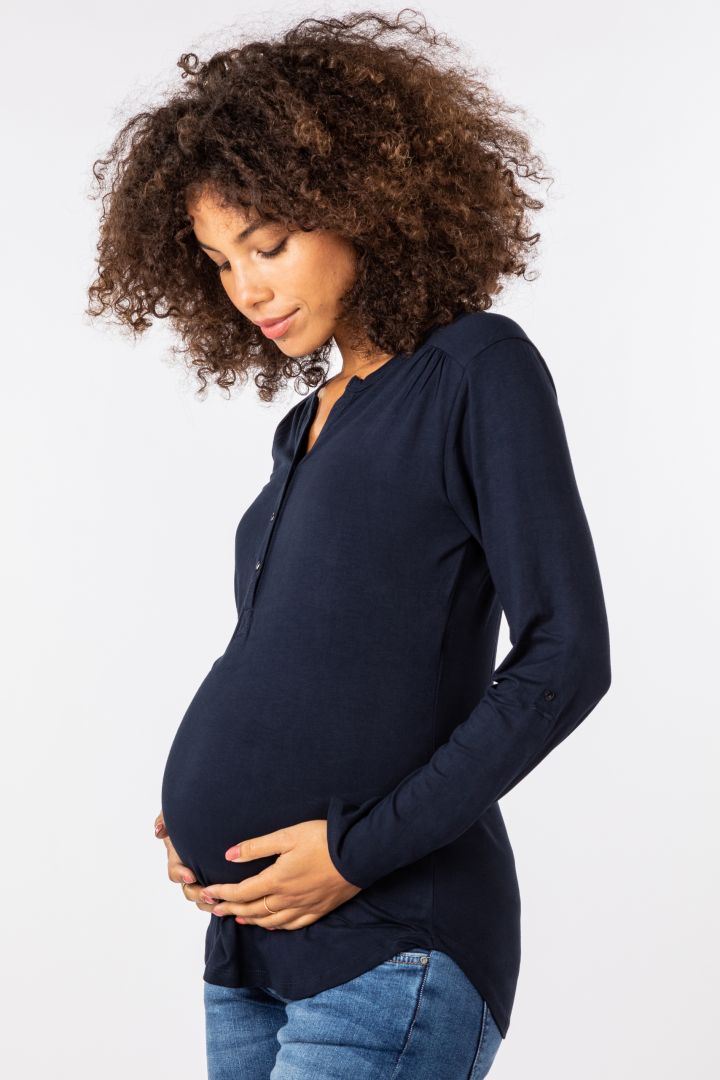 Eco Viskose Henley Umstands- und Stillshirt navy