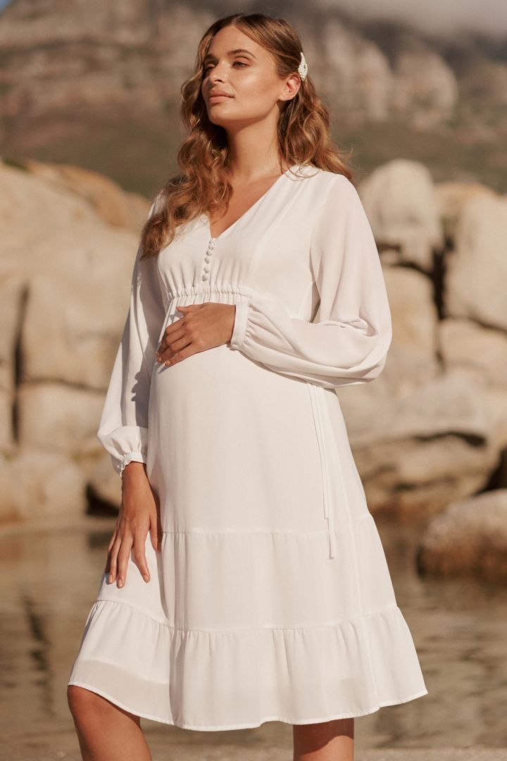 Boho Umstandsbrautkleid mit Volants