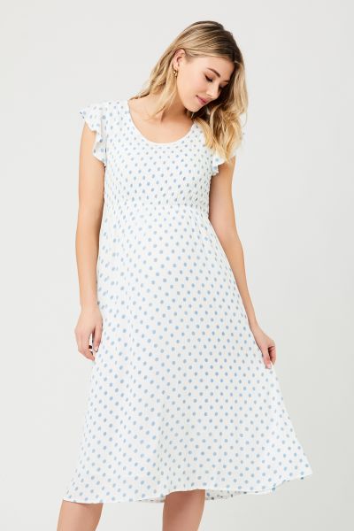 Midi Umstandskleid mit gesmoktem Oberteil