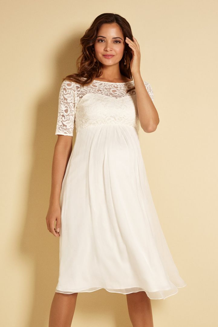 Umstandsbrautkleid mit Seidenrock elfenbein