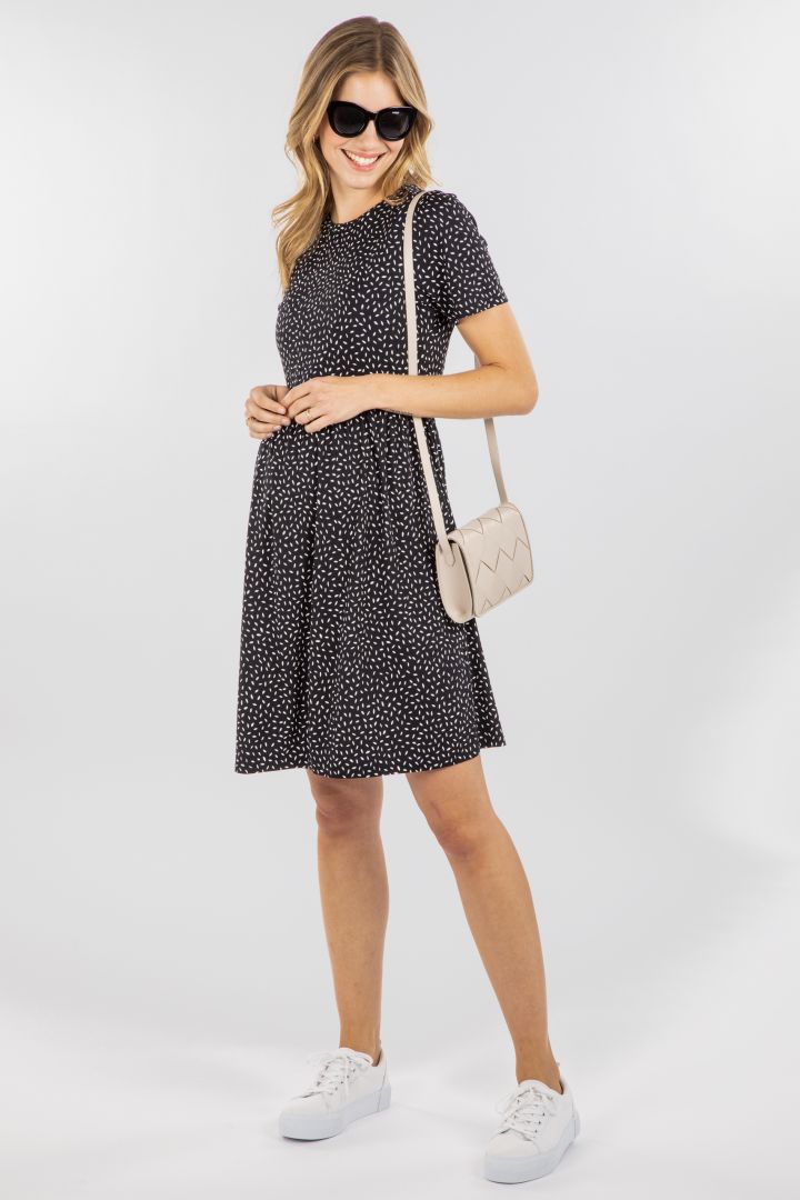 Eco Viskose Umstands- und Stillkleid mit Reis Print