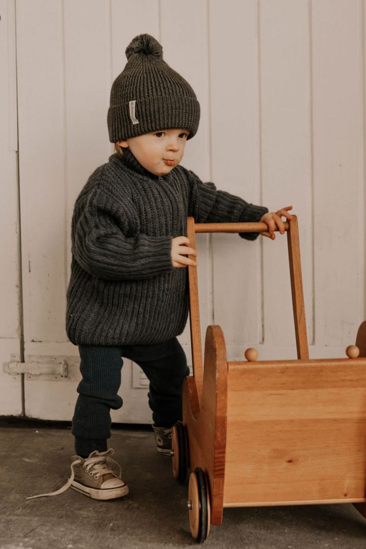 Rib Knit Boobl Hat with Merino Wool grey