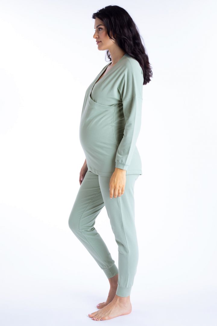 Organic Lounge and Pyjama Maternity Shirt sage