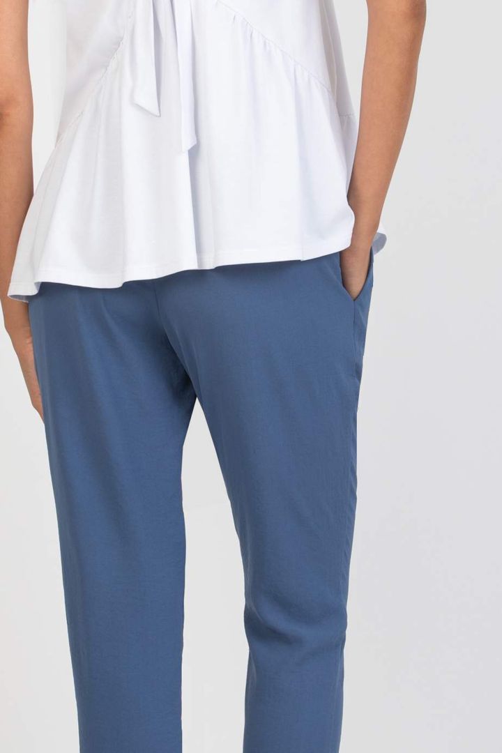 Stoff Umstandshose mit elastischem Bund denimblau