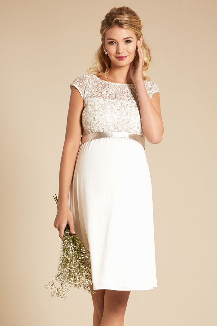 Umstandsbrautkleid mit Paillettenoberteil