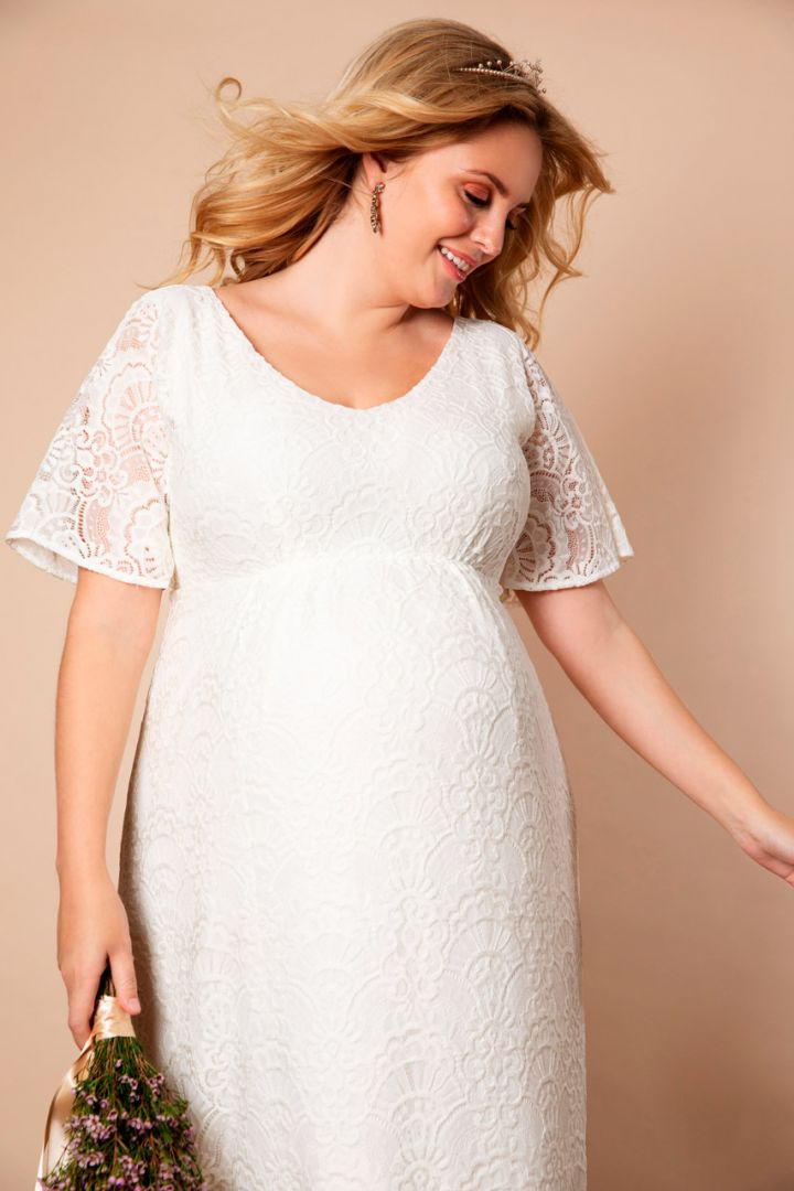 Plus Size Umstandsbrautkleid mit Kimonoärmeln