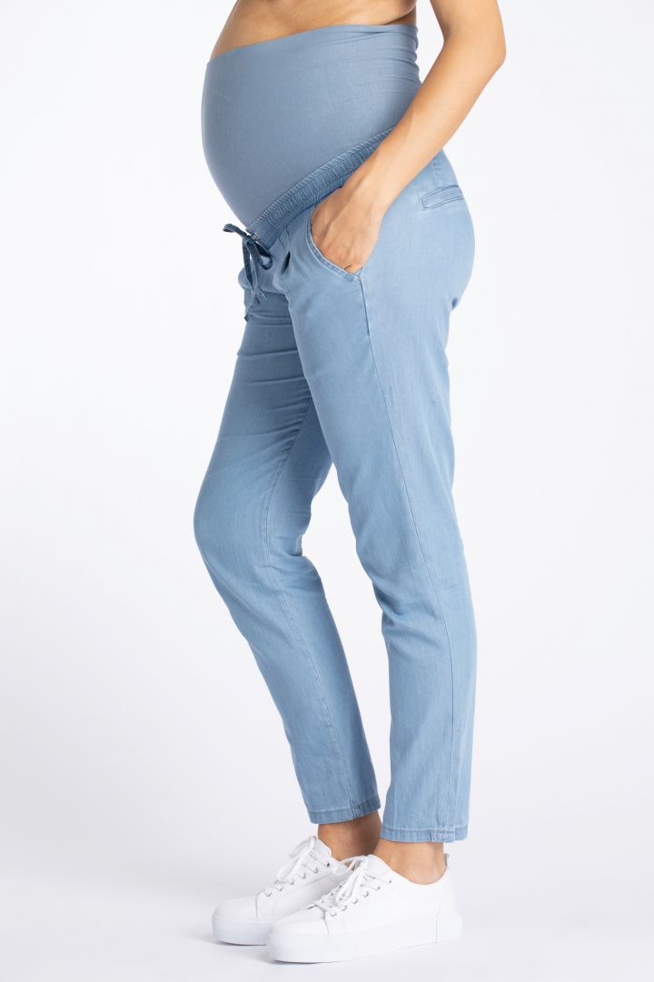 Organic Chambray Umstandshose in Denim-Optik