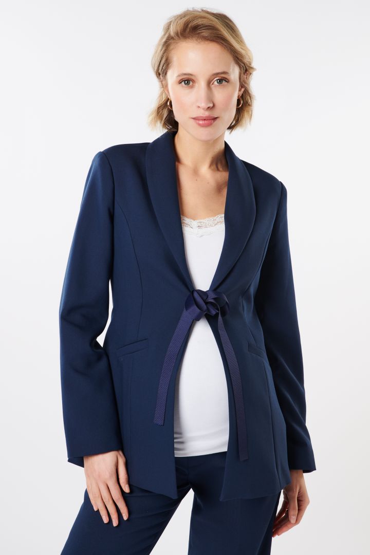 Umstandsblazer mit abnehmbarer Schleife navy