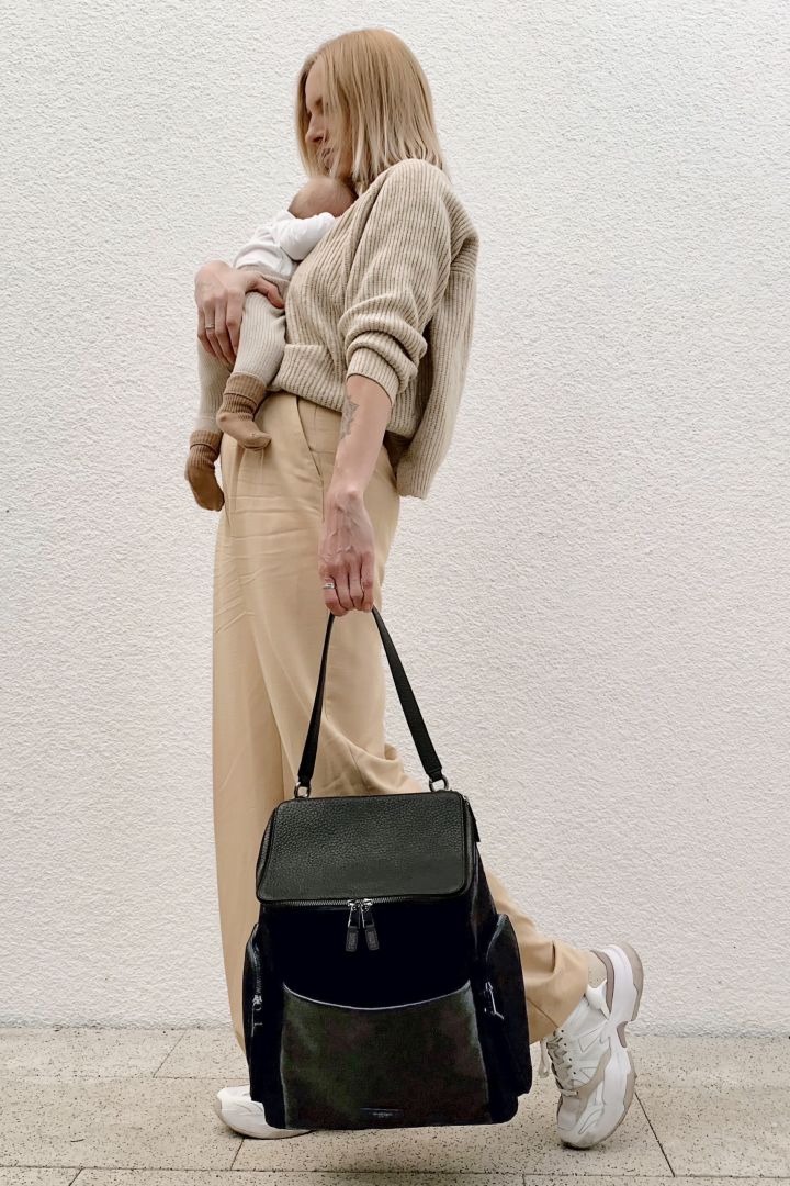 Storksak Wickelrucksack mit Leder und Hardware anthrazit