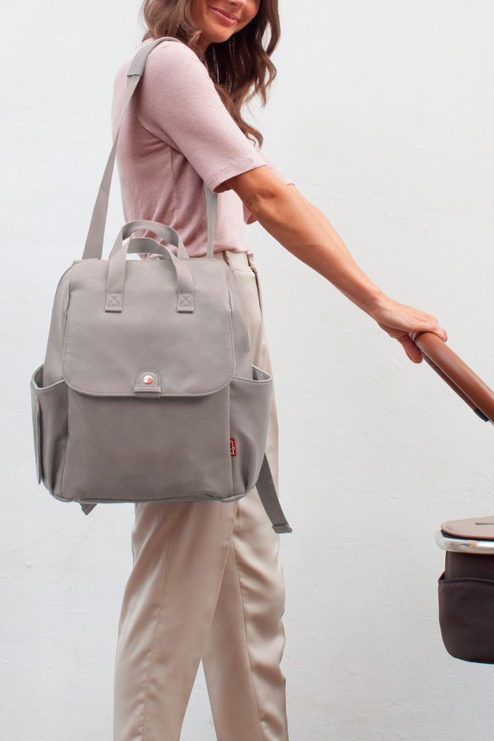 Wickelrucksack aus veganem Kunstleder grau