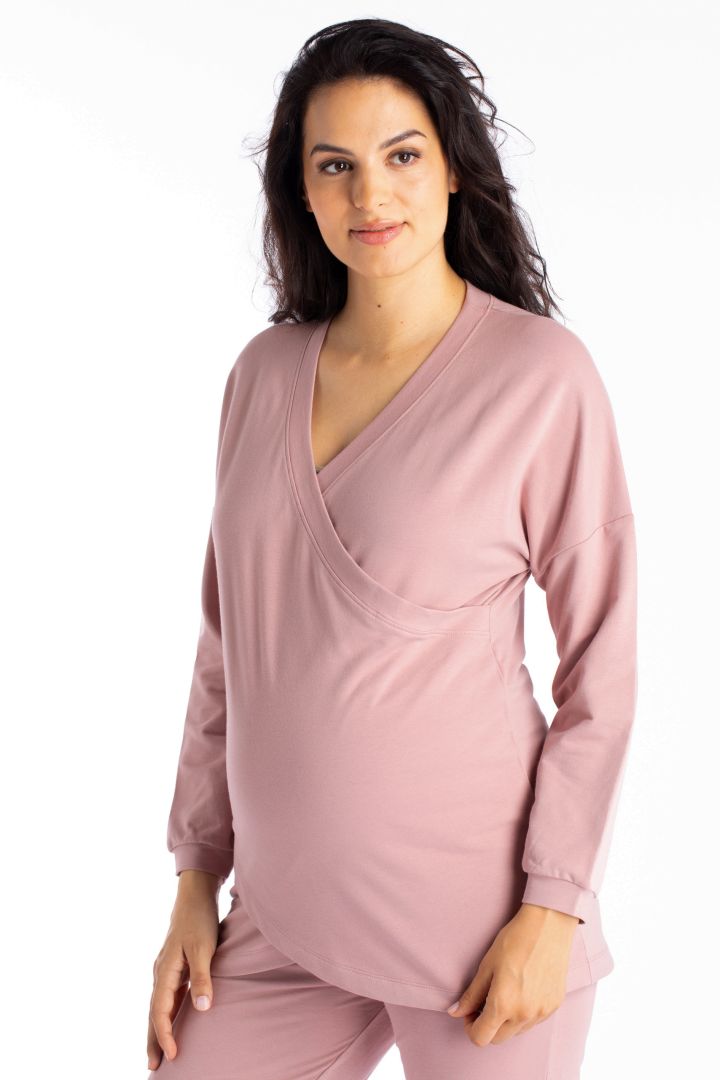 Organic Lounge and Pyjama Maternity Shirt pink