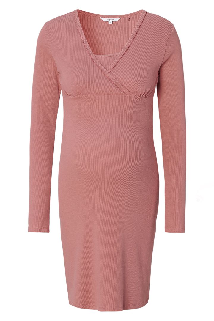 Organic Ripp Umstands- und Stillnachthemd light terracotta