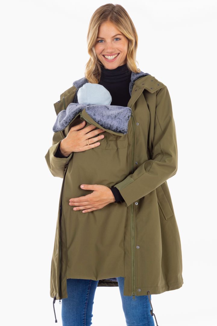 3 in 1 Umstandsparka und Tragejacke khaki