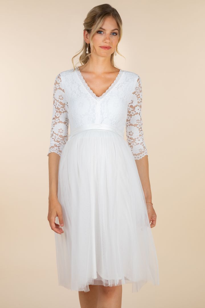 Midi Umstandsbrautrock aus Tüll elfenbein