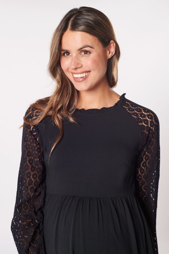 A-Linie Umstandskleid mit Spitzenärmeln