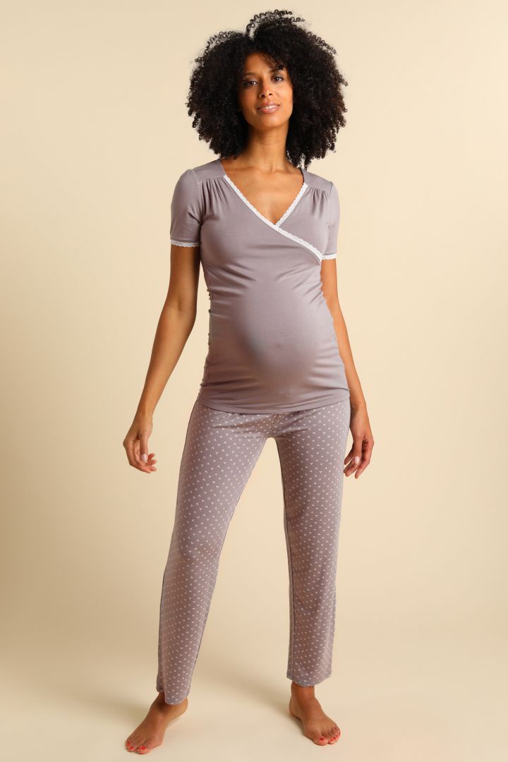 Modal Maternity and Nursing Shirt taupe