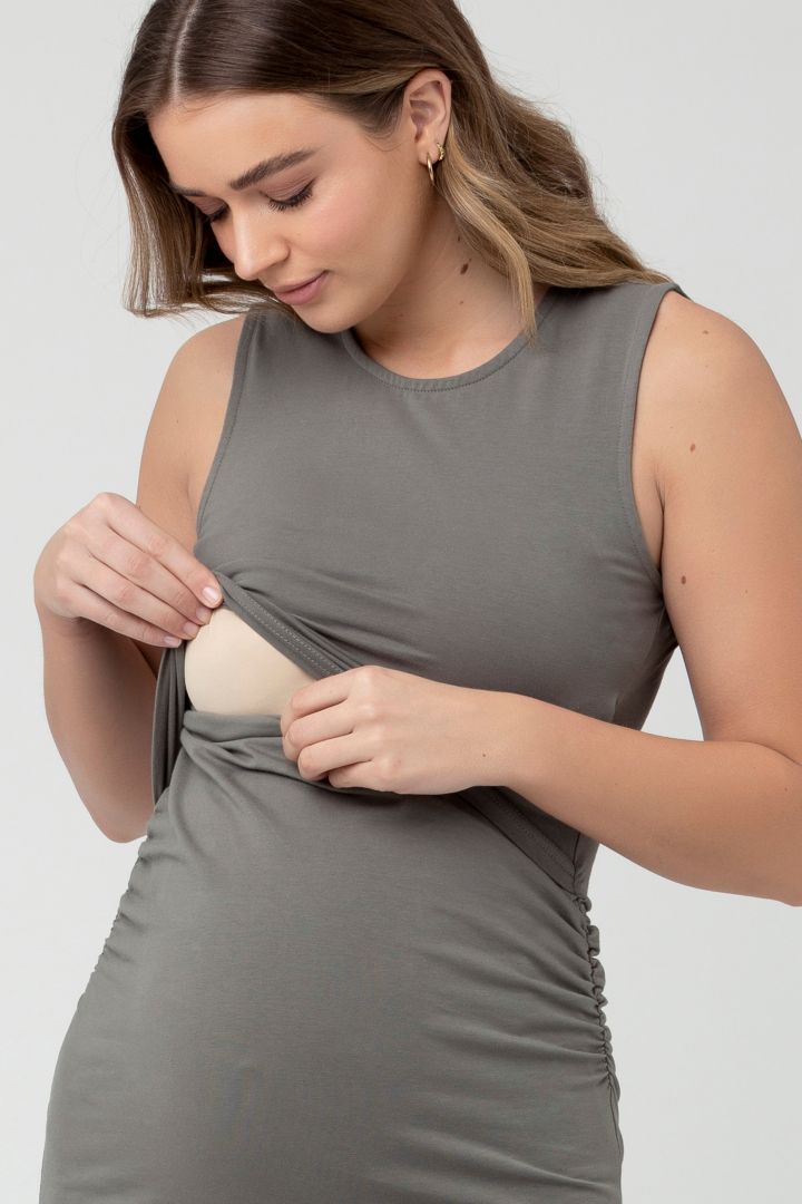 Organic Umstands- und Stillkleid khaki