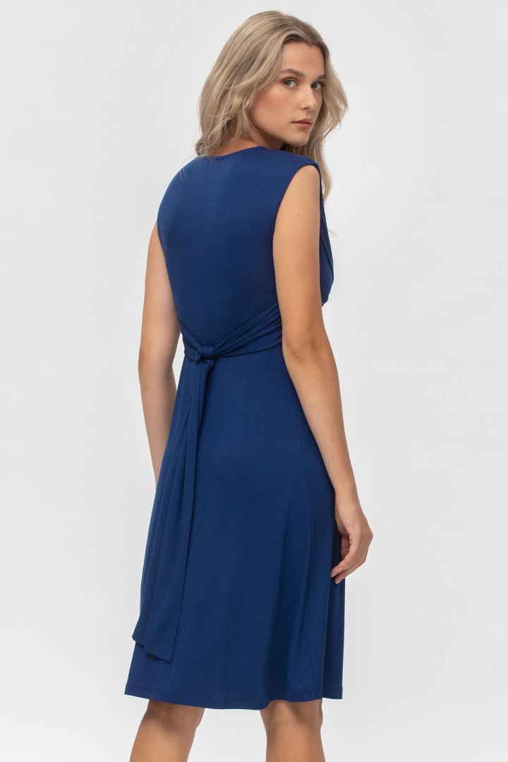 Maternity and Nursing Dress with Knot Detail Blue