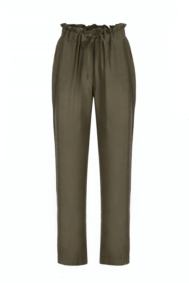 Paperbag Linen Maternity Trousers khaki