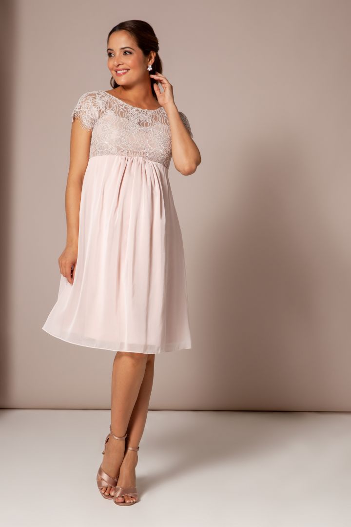 Umstandsbrautkleid mit Spitzenbustier rosa