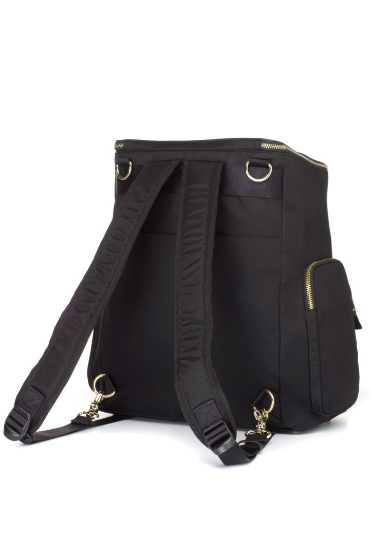 Storksak Wickelrucksack mit Leder und Hardware gold