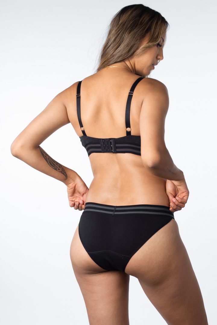 Baumwoll Slip mit Auslaufschutz schwarz