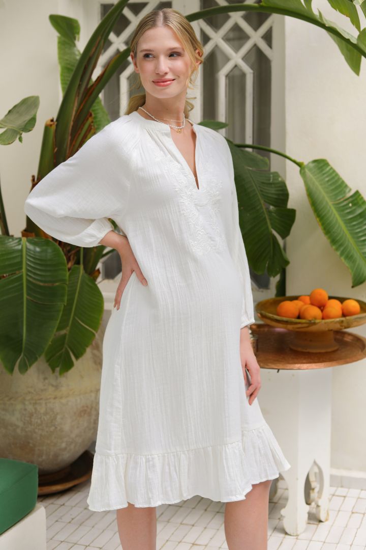 Double Cotton Boho Umstandskleid