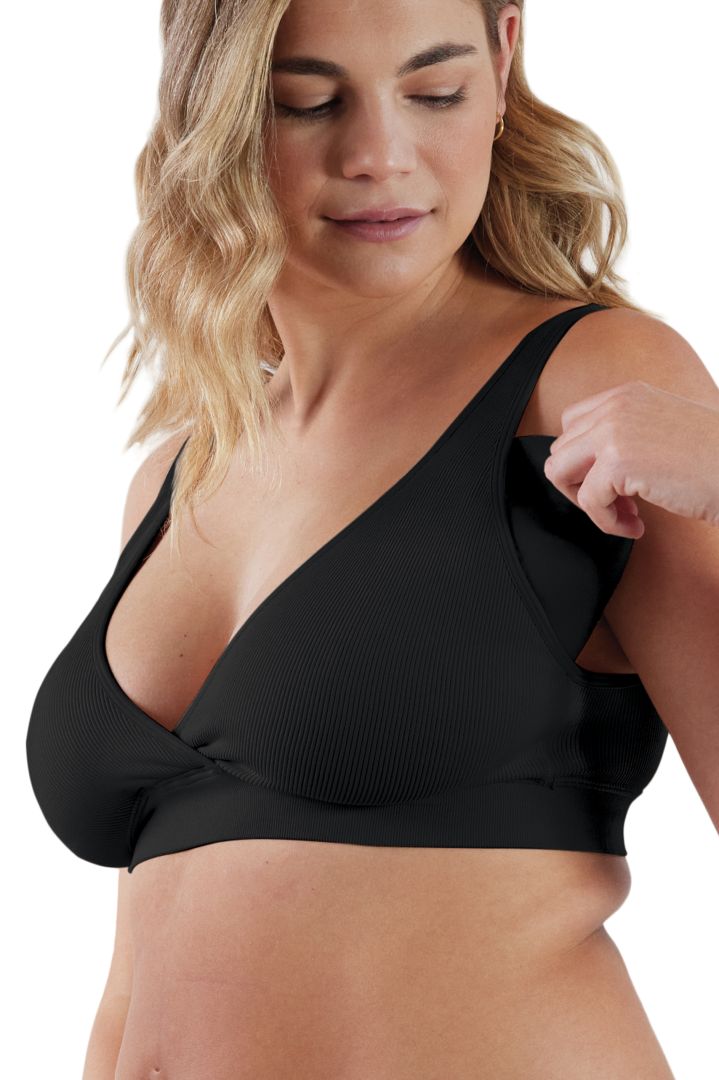 Eco Schlaf Still BH mit Rippstruktur schwarz