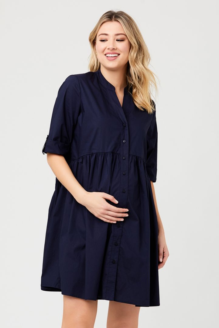 Umstands- und Stillkleid aus Popeline navy