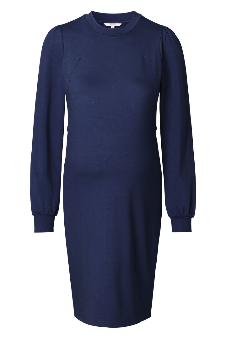 Ecovero Umstandskleid mit Stillöffnungen navy