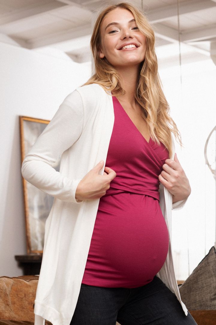 Umstandscardigan zum Binden ecru