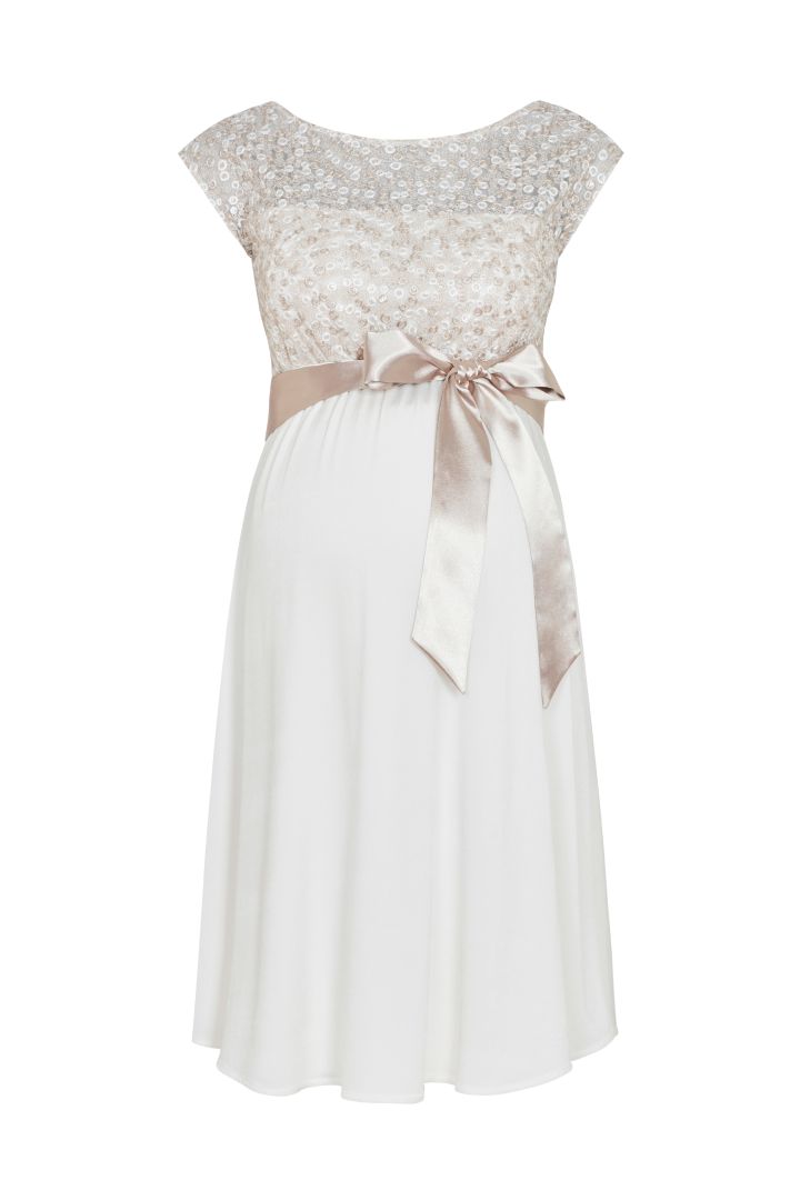 Umstandsbrautkleid mit Paillettenoberteil