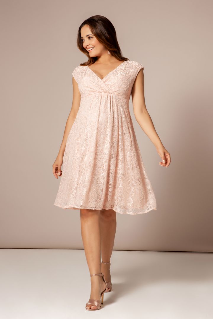 Spitzen Umstandskleid mit Cache Coeur Ausschnitt rosa