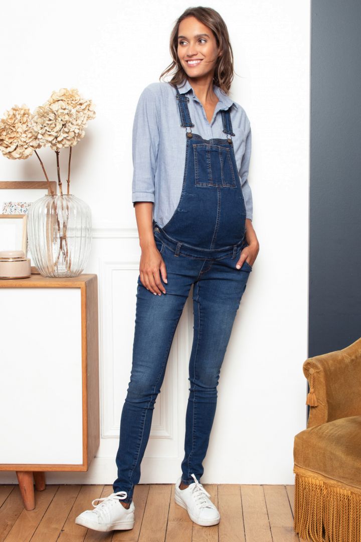 Slim Fit Umstandslatzhose denim