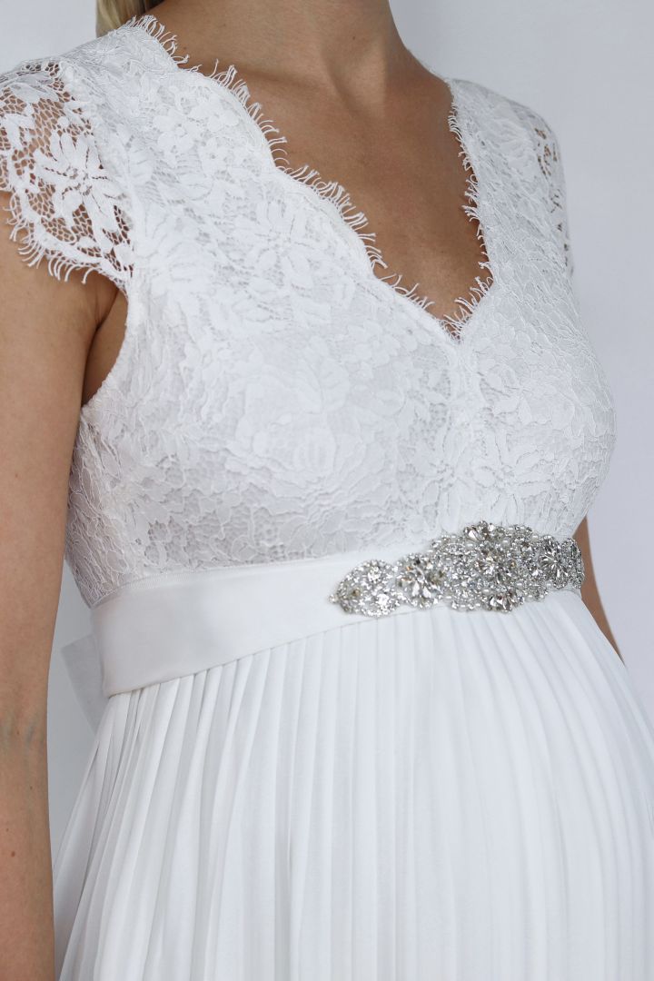 Brautkleid Schärpe mit Art Deco Schmucksteinen elfenbein