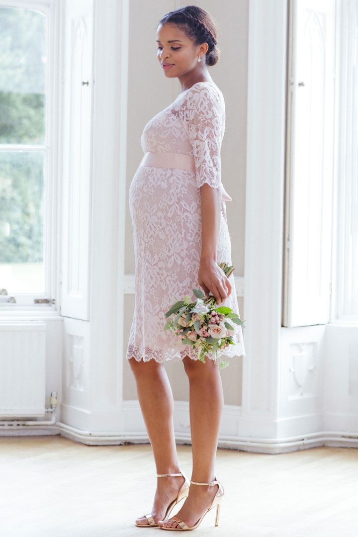 Spitzen Umstandsbrautkleid Hellrosa