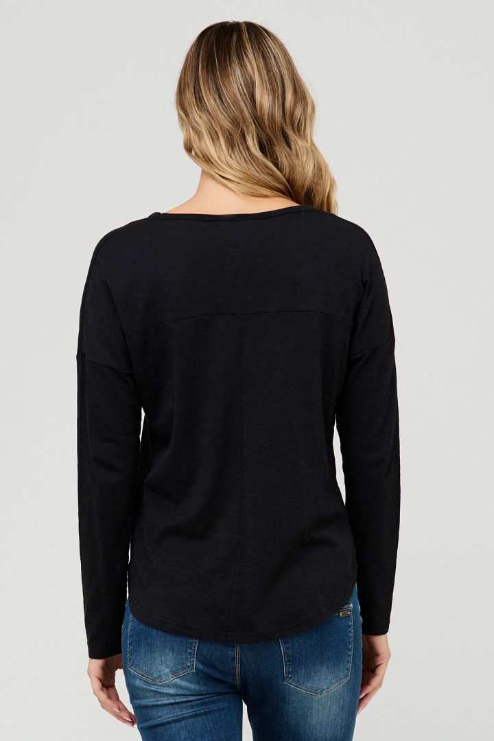 Relaxed Umstandsshirt langarm schwarz