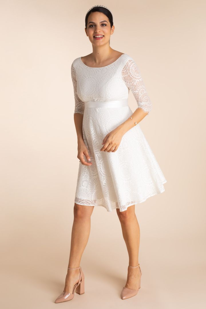 Plus Size A-Linie Umstandsbrautkleid mit Rückenausschnitt