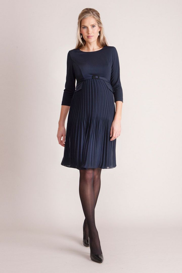 Umstandskleid mit Plisseerock dunkelblau