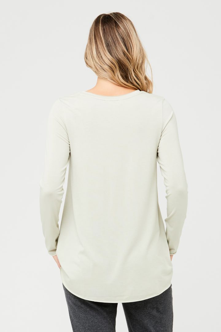 Raw Edge Langarm Umstands- und Stillshirt hellgrün