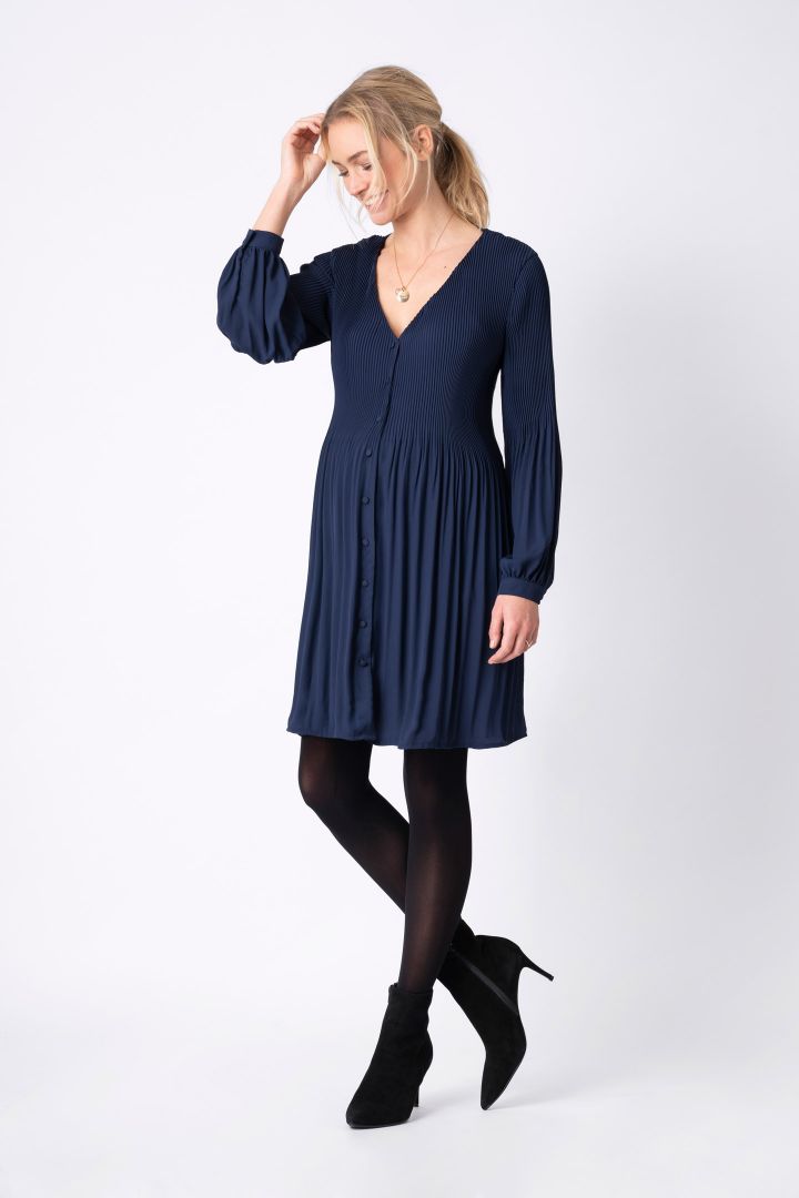 Plissee Umstands- und Stillkleid mit Knopfleiste
