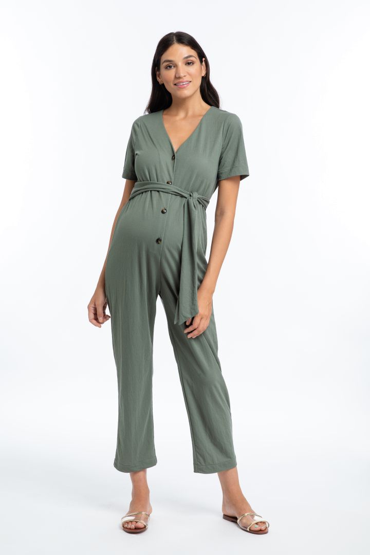 Umstands- und Still-Jumpsuit mit Knopfleiste salbei