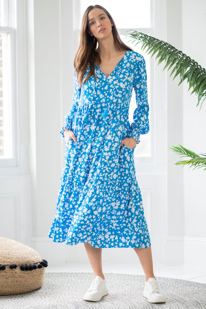 Midi Umstands- und Stillkleid mit Quasten