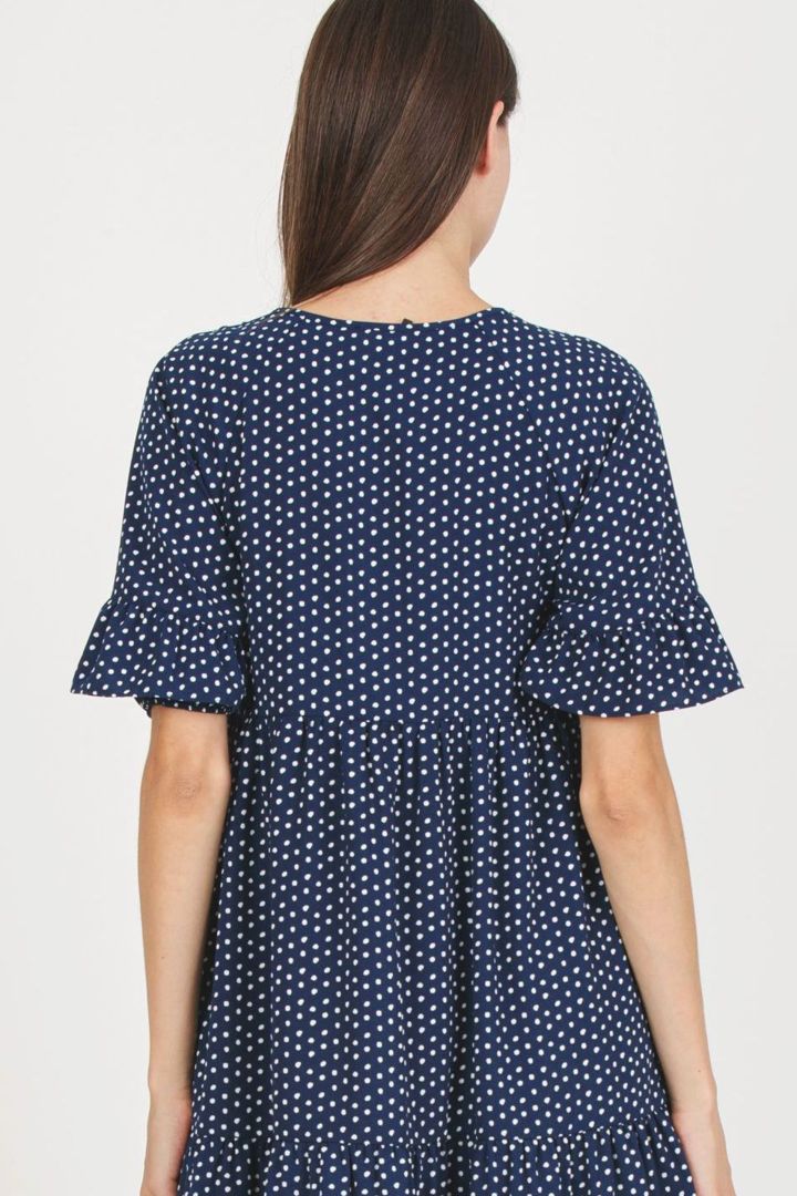 Umstands- und Still-Tunikakleid mit Polka Dots navy