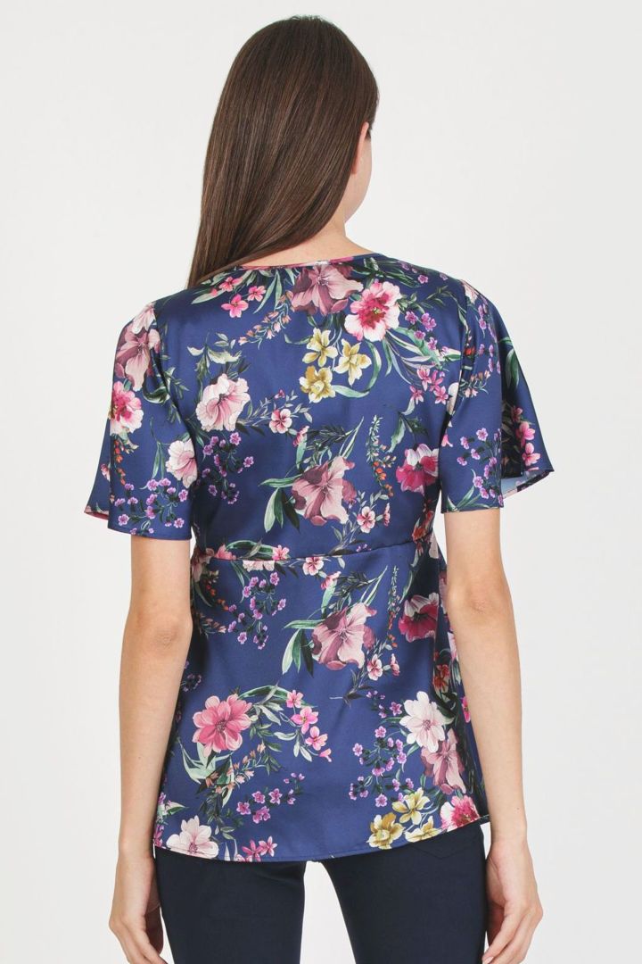 Eco Satin Umstands- und Stillbluse blau