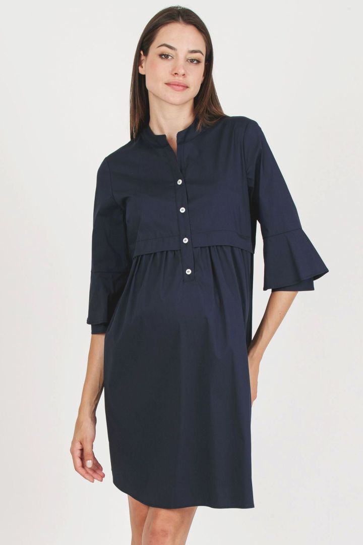 Umstands- und Still-Hemdblusenkleid navy