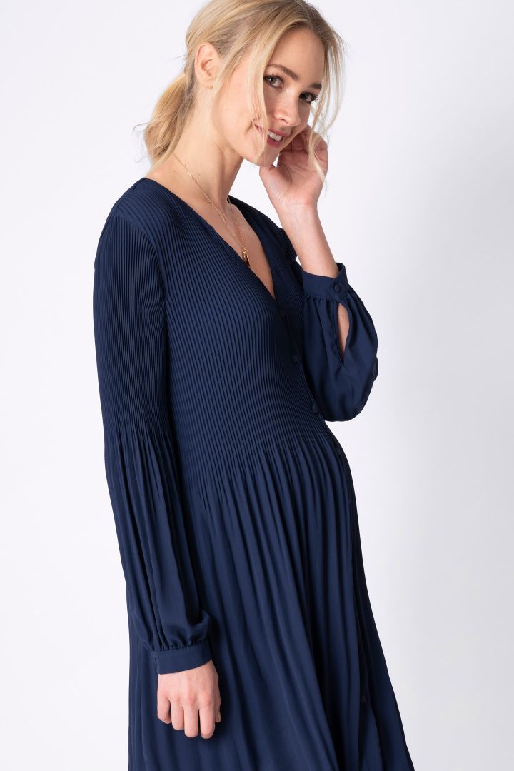 Plissee Umstands- und Stillkleid mit Knopfleiste